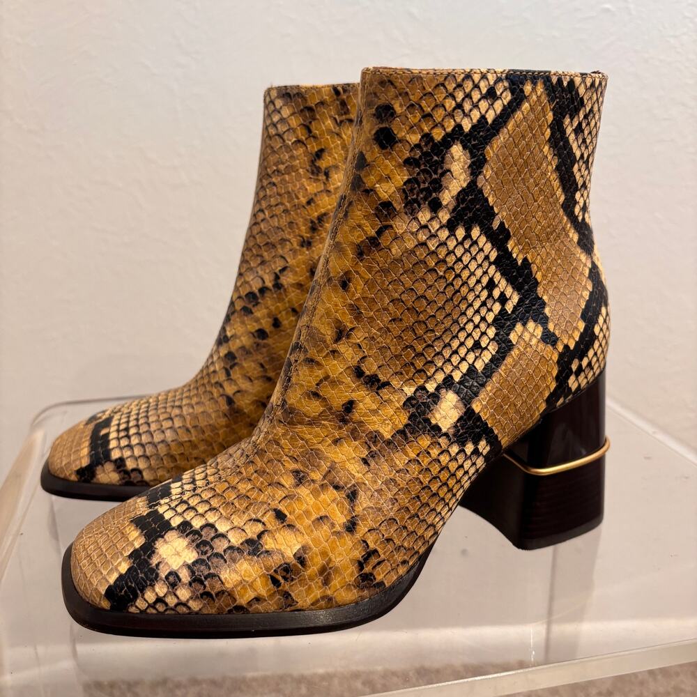Tory Burch Women’s Ruby Snake Skin leather ankle boots size 5.5 NWOB